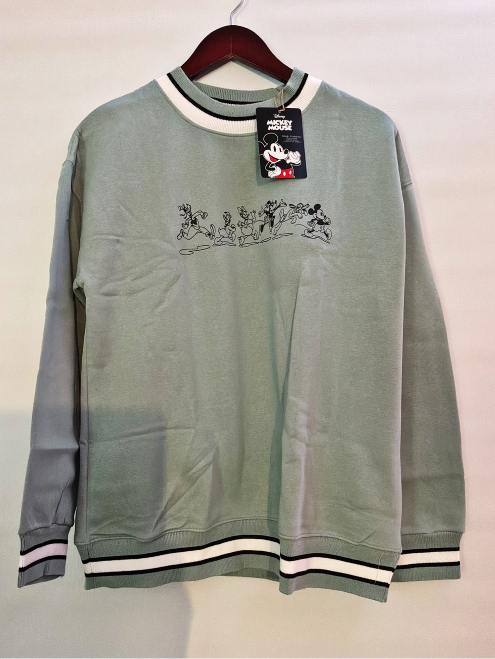 🌙✨🏷️ Disney Mickey Mouse Oversized Pullover Sweatshirt Sage Green Size L